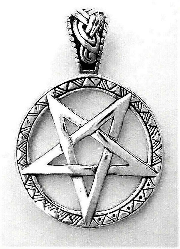 Pentagramm Druidenfuß Amulett 925 Sterling Silber 32 mm
