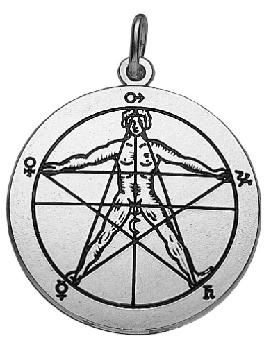 Agrippa Pentagramm Messing Kupfer Amulett  Schutz Symbol der Magier 25 mm 