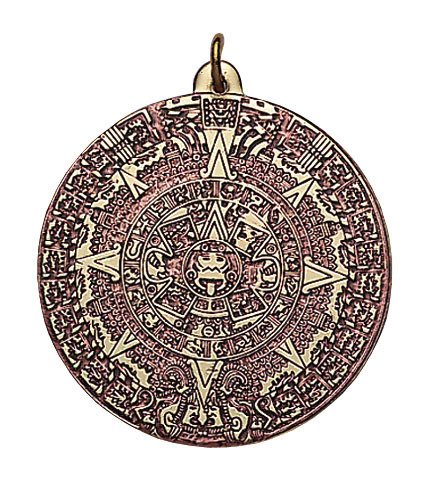 Aztekenkalender Messing Kupfer Amulett 30 mm